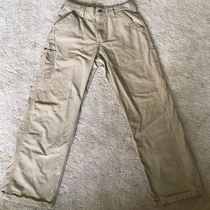 Men’s Carhartt tan work pants size 33 waist 32 length (33x32)